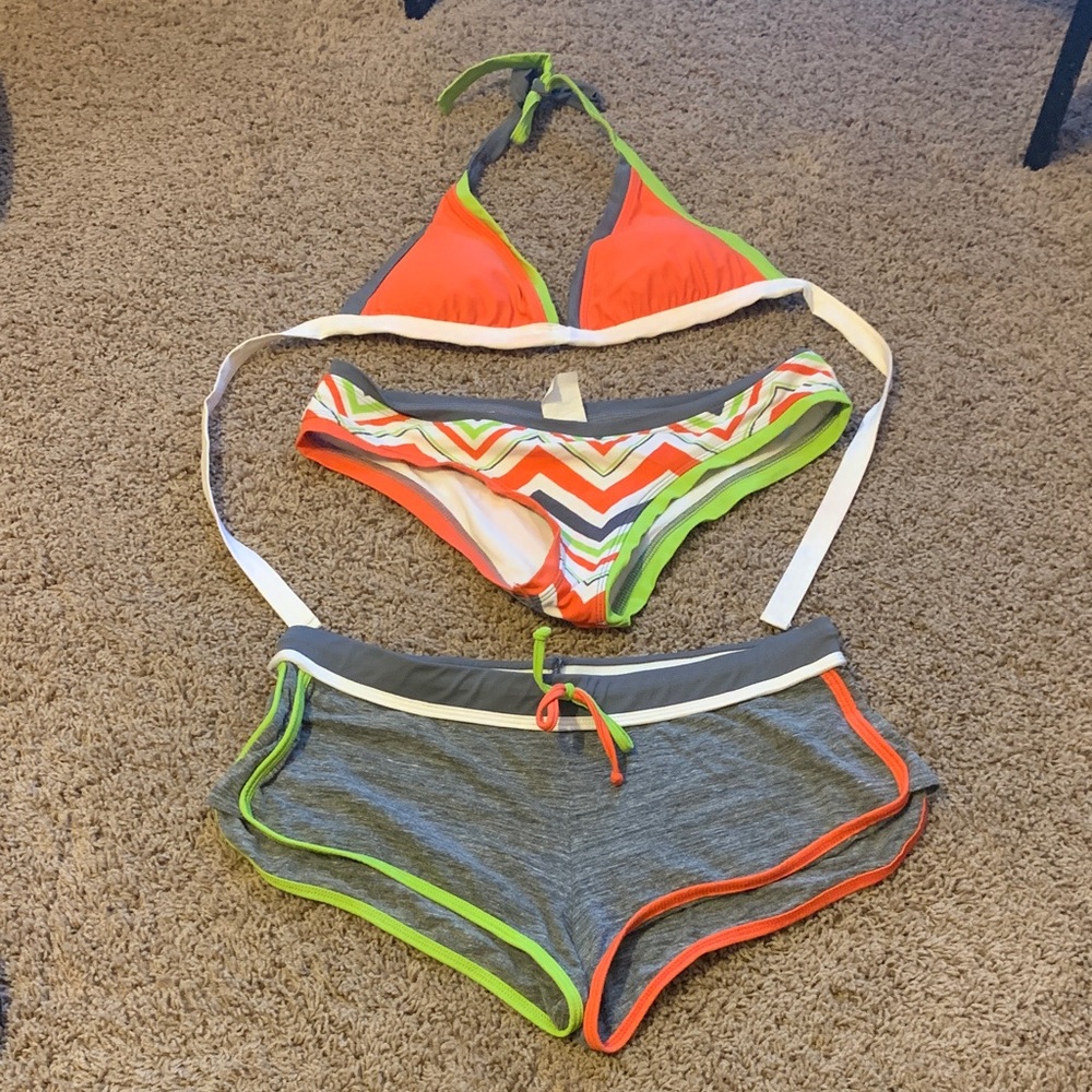 Colorful Bikini and Shorts Set